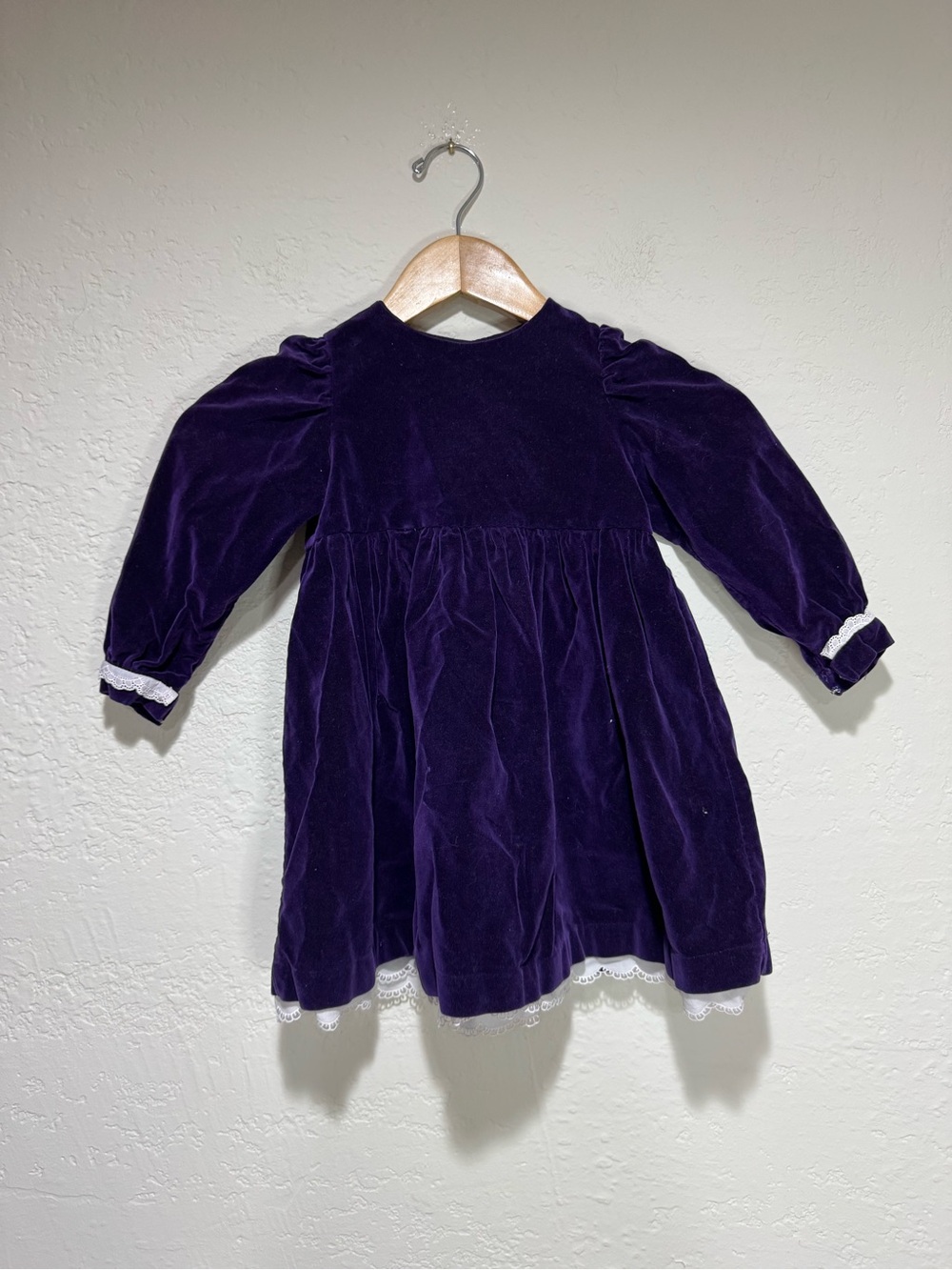 Vintage Deep Purple Velvet Baby/Toddler Dress - 2T